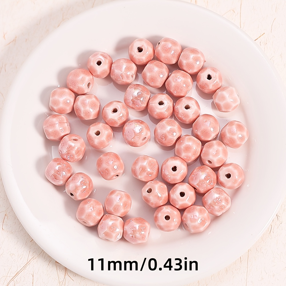 13pcs Ceramic Cut Face Round Beads for Handmade Jewellery Making